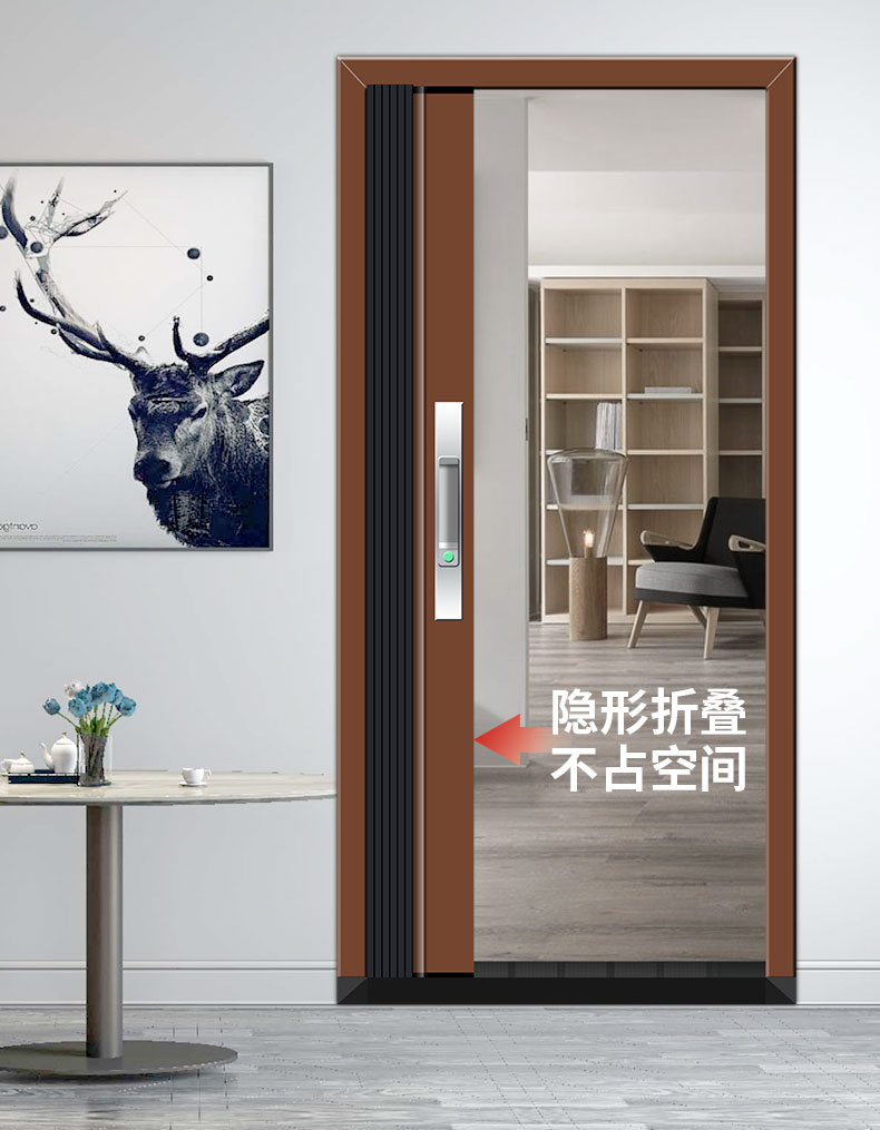 金刚网折叠推拉纱门家用加厚伸缩门隐形带防盗锁折叠铝合金门定制(图16)