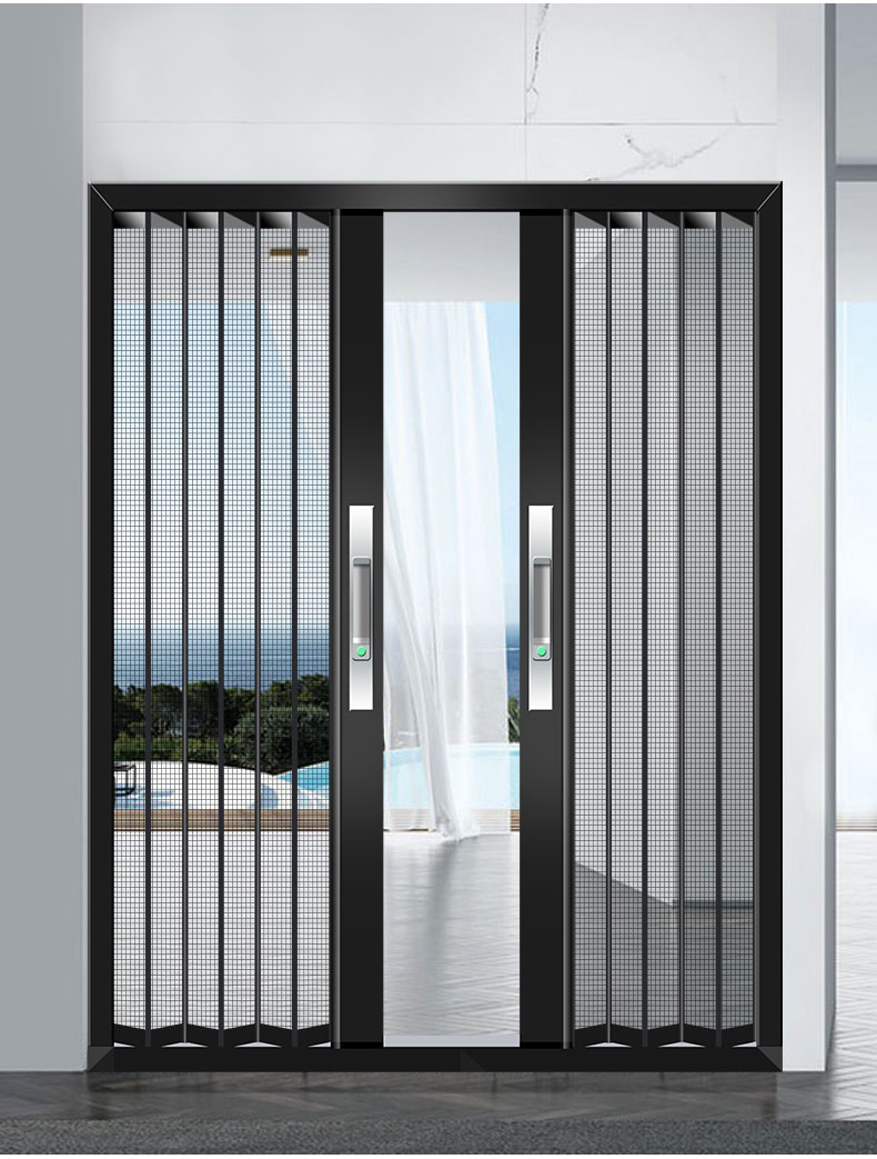 金刚网折叠推拉纱门家用加厚伸缩门隐形带防盗锁折叠铝合金门定制(图32)