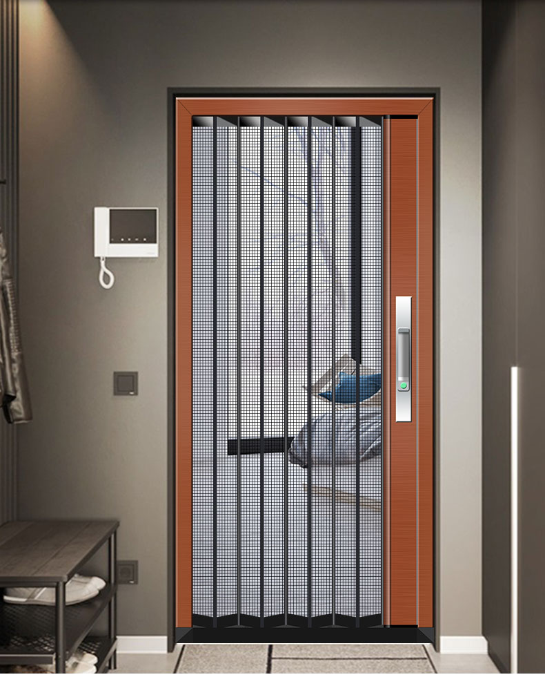 金刚网折叠推拉纱门家用加厚伸缩门隐形带防盗锁折叠铝合金门定制(图31)