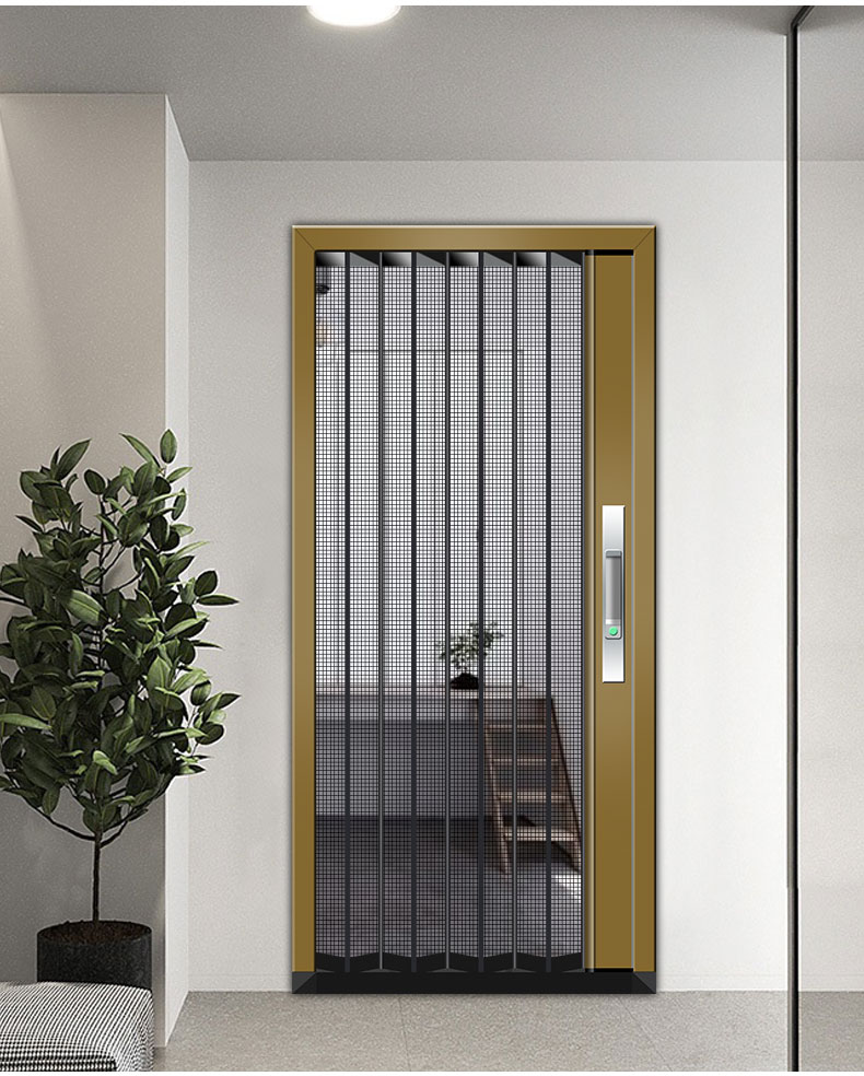 金刚网折叠推拉纱门家用加厚伸缩门隐形带防盗锁折叠铝合金门定制(图33)