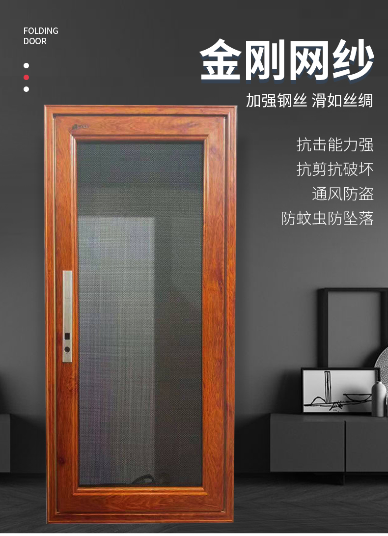 北京金刚网纱门金钢网纱窗防盗窗折叠沙门可拆卸纱窗防儿童防宠物(图3)
