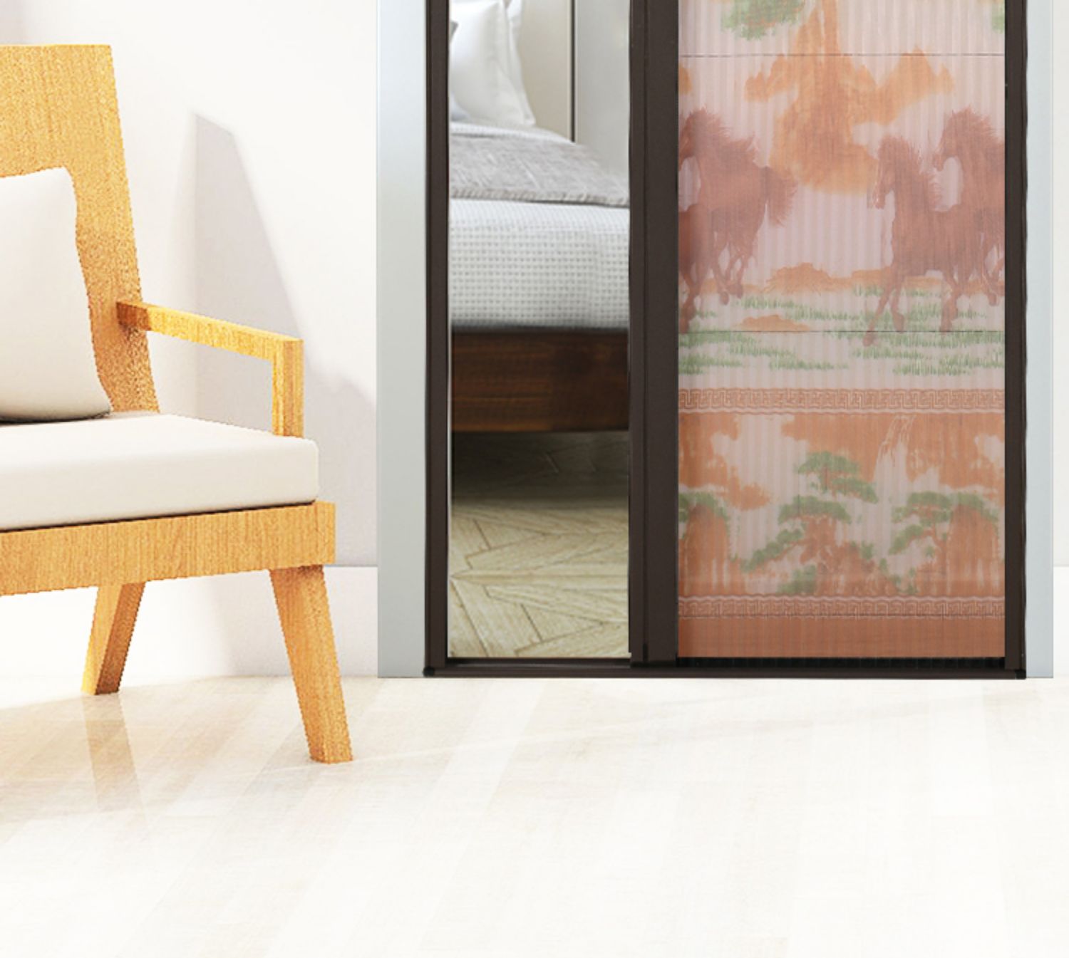 加厚铝合金隐形折叠纱门免打孔推拉式伸缩沙窗刚网门帘防蚊虫家用(图17)