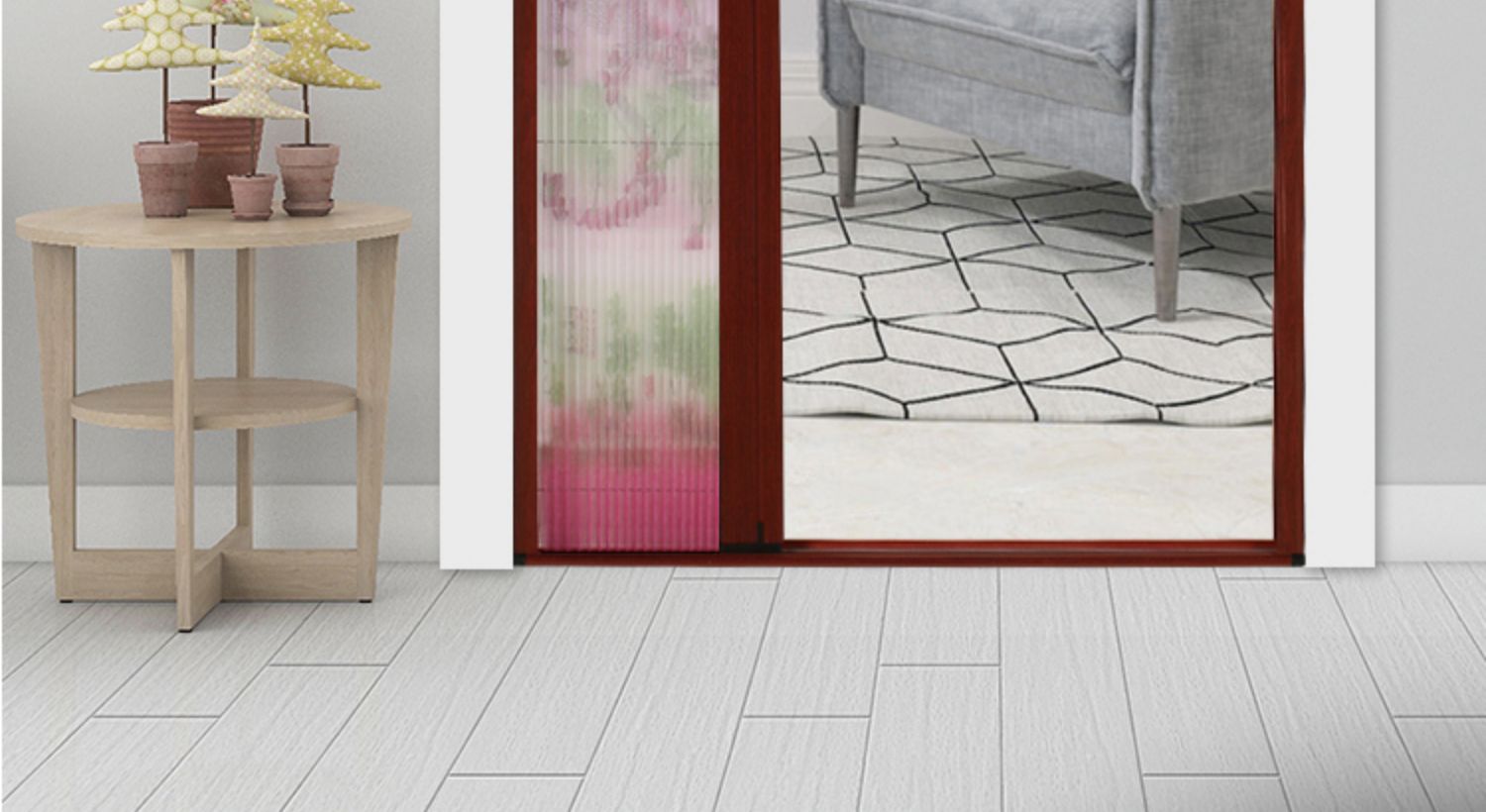 加厚铝合金隐形折叠纱门免打孔推拉式伸缩沙窗刚网门帘防蚊虫家用(图22)