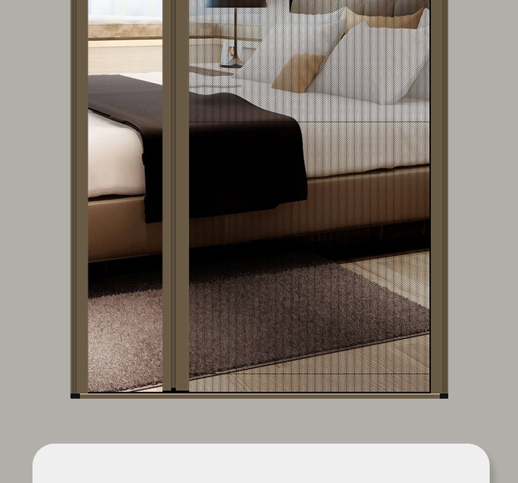 折叠纱门伸缩推拉式隐形纱窗门自装铝合金边框通风防蚊门帘家用(图3)