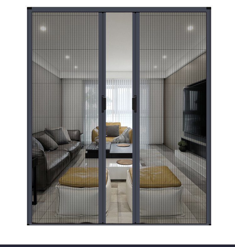 折叠纱门伸缩推拉式隐形纱窗门自装铝合金边框通风防蚊门帘家用(图13)