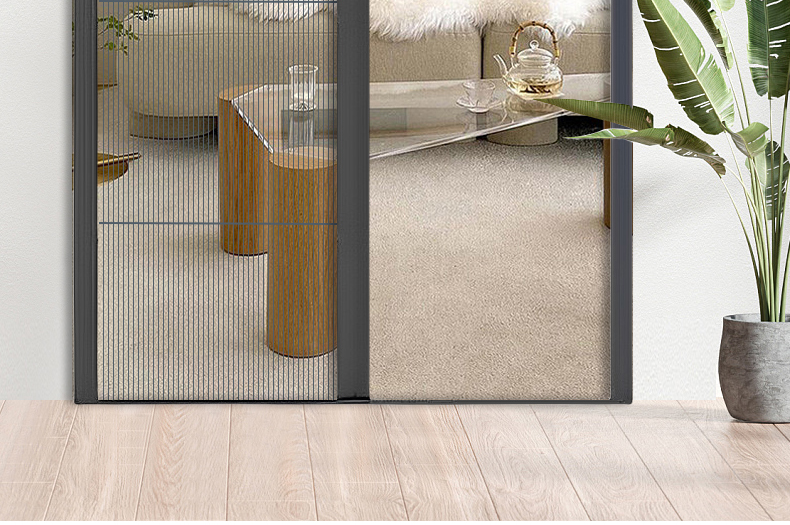 折叠纱门推拉式隐形防蚊门入户门帘铝合金无轨伸缩沙门纱窗免打孔(图3)