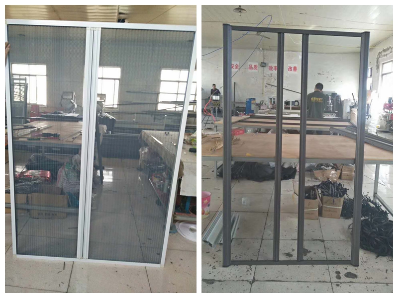 纱门隐形防蚊门推拉折叠式铝合金免打孔自装便携纱窗纱门风琴式(图35)