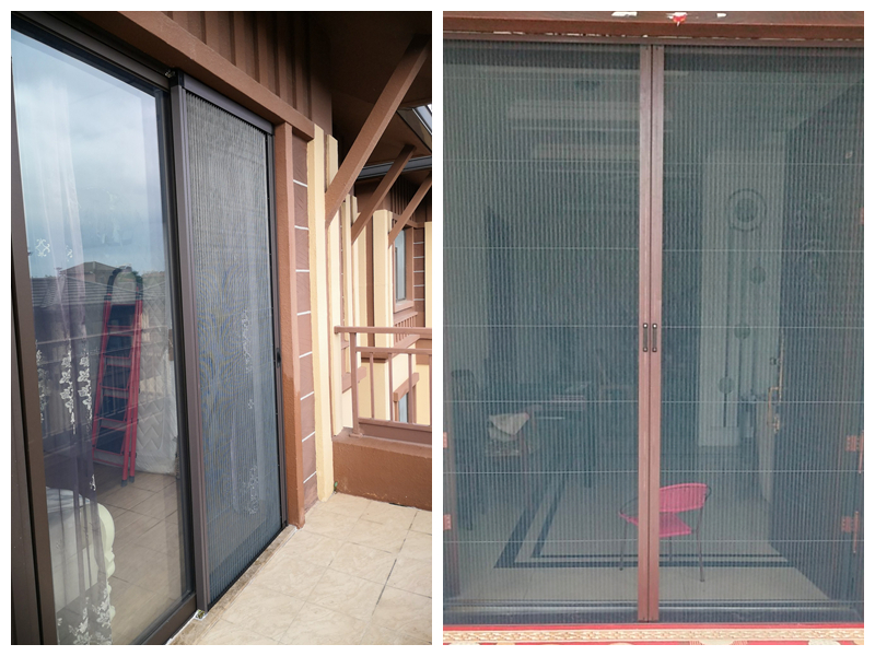 纱门隐形防蚊门推拉折叠式铝合金免打孔自装便携纱窗纱门风琴式(图30)