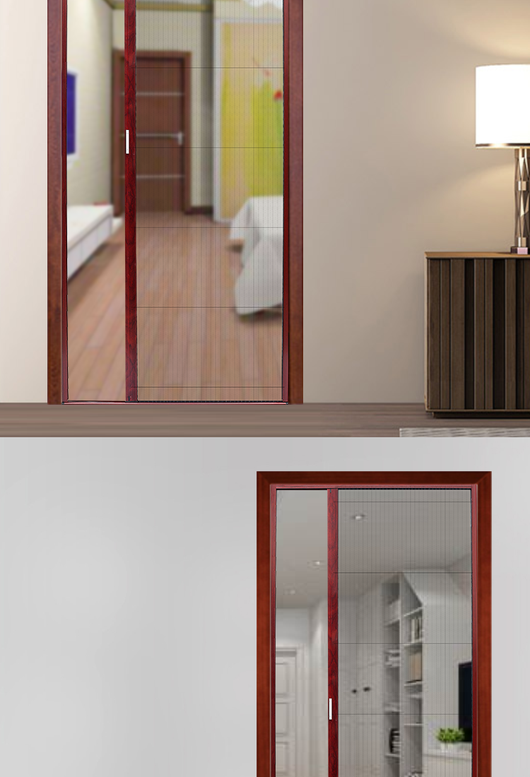 纱门隐形防蚊门推拉折叠式铝合金免打孔自装便携纱窗纱门风琴式(图49)