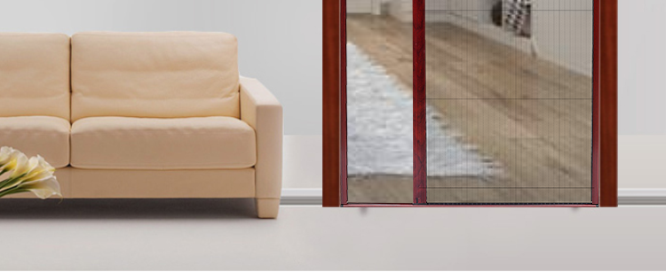 纱门隐形防蚊门推拉折叠式铝合金免打孔自装便携纱窗纱门风琴式(图50)