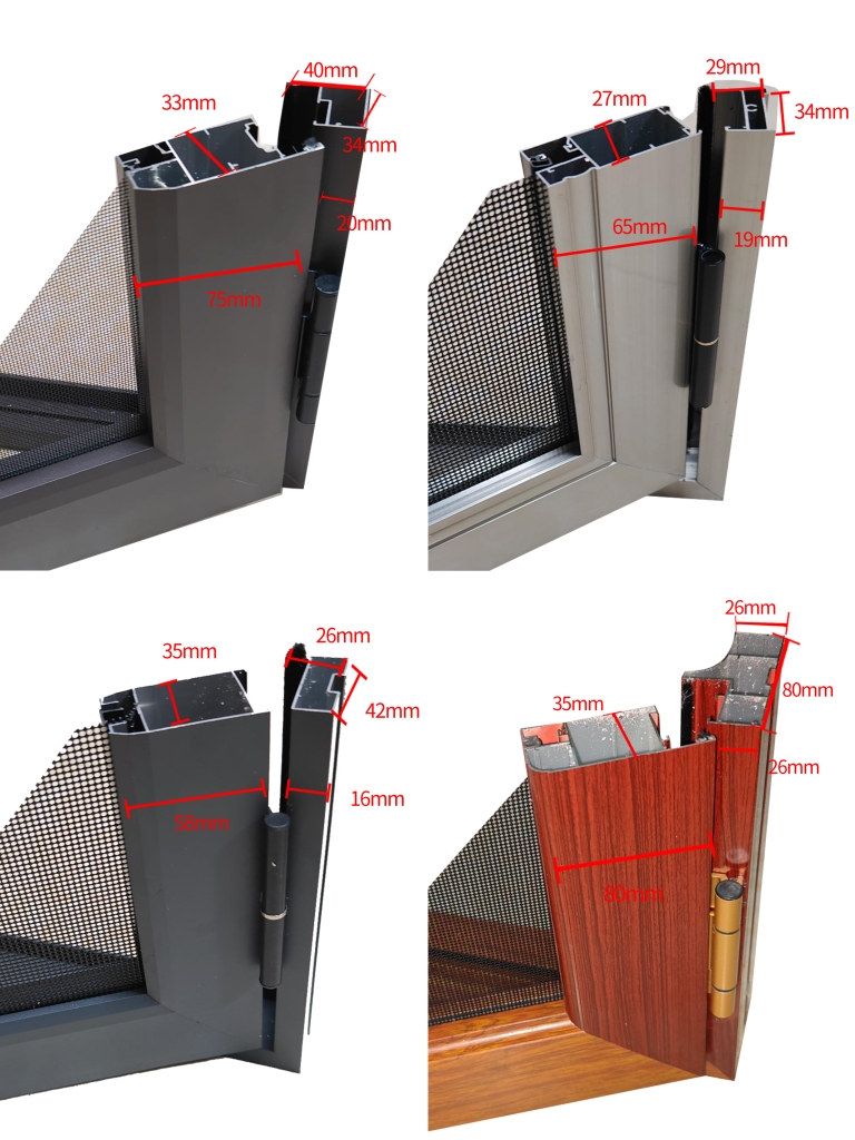 金刚网纱门纱窗平开带锁铝合金不锈钢防蚊防鼠古铜色定制上门高清(图4)