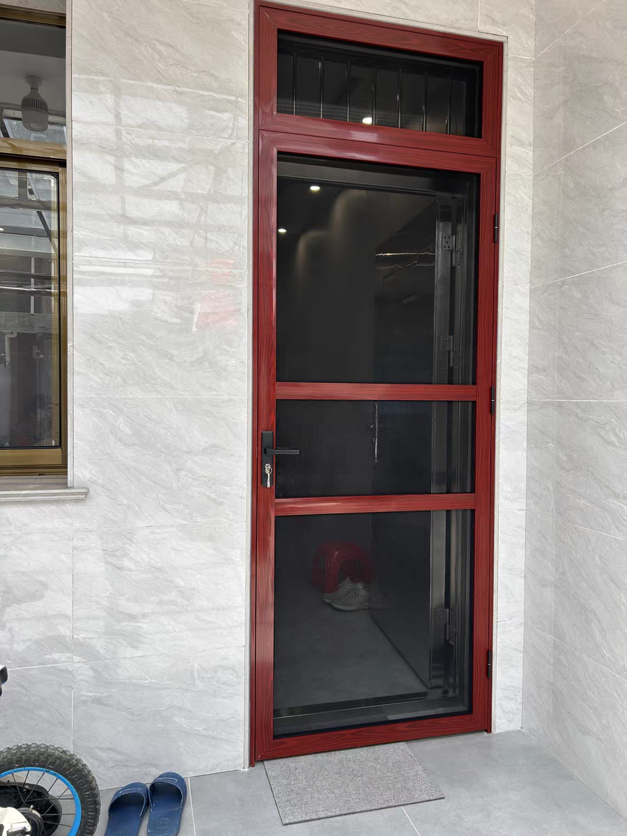 金刚网纱门纱窗平开带锁铝合金不锈钢防蚊防鼠古铜色定制上门高清(图6)