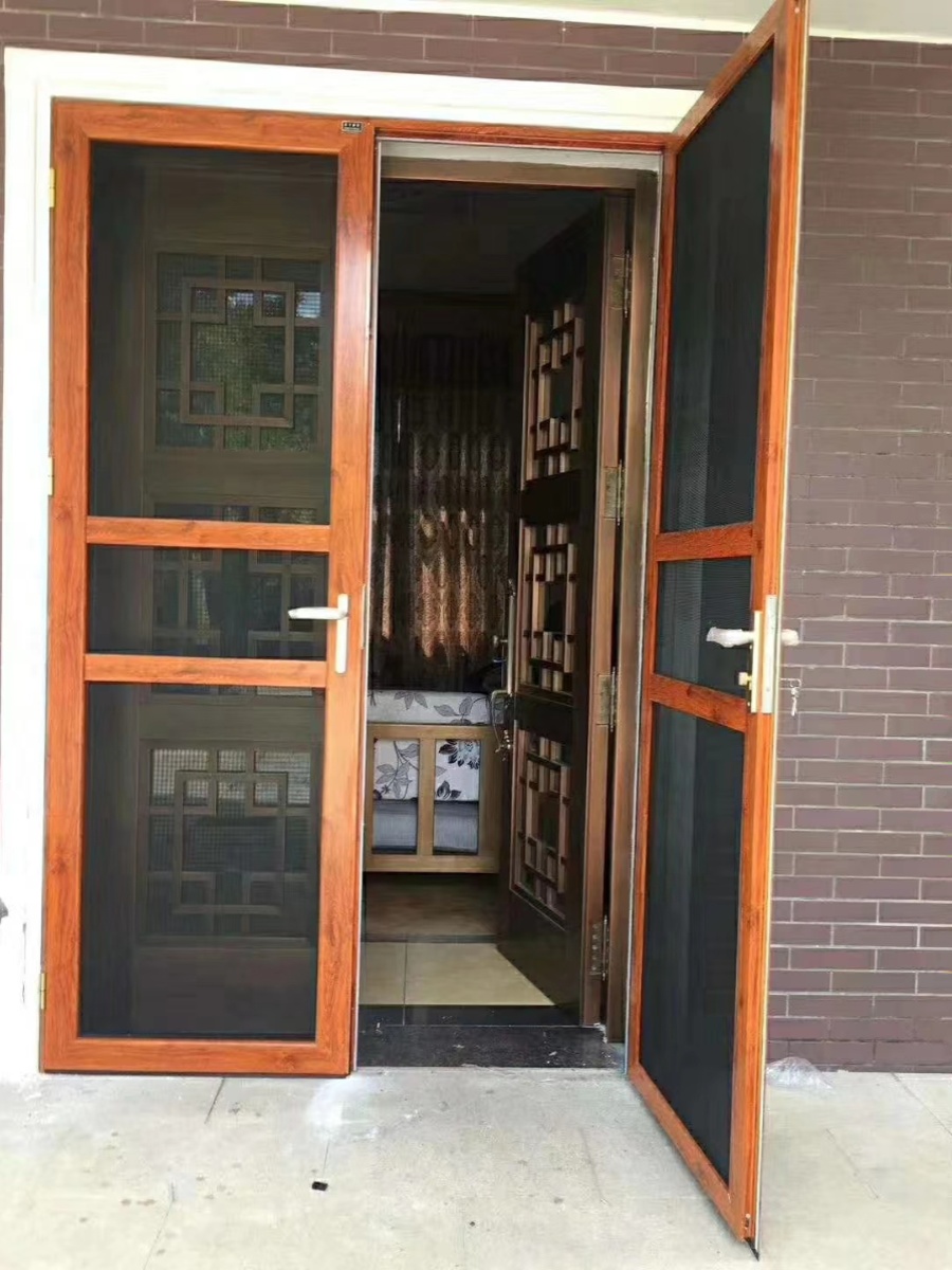 金刚网纱门纱窗平开带锁铝合金不锈钢防蚊防鼠古铜色定制上门高清(图13)