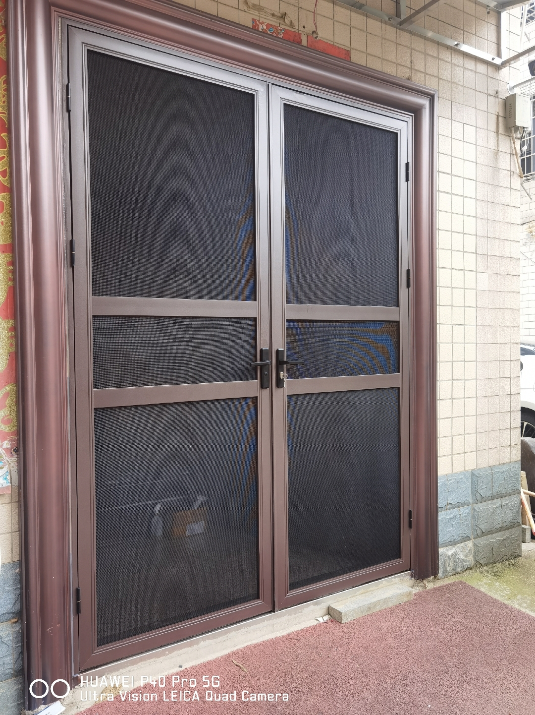 金刚网纱门纱窗平开带锁铝合金不锈钢防蚊防鼠古铜色定制上门高清(图17)