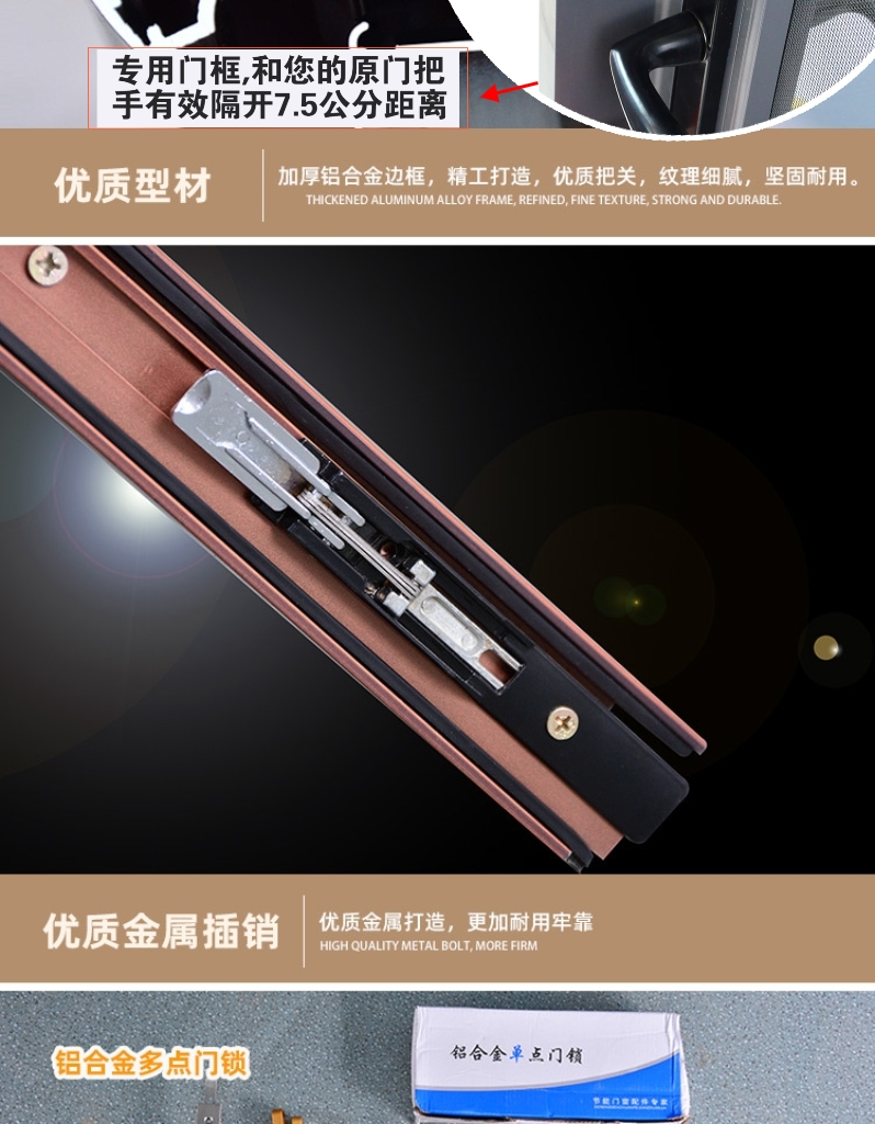 北京金钢纱平开纱窗门防盗防蚊防宠物通风铝合金不锈钢金刚网纱门(图8)