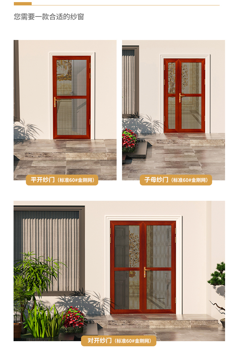 南京金刚网入户纱门带锁推拉式平开门铝合金不锈钢防蚊鼠防盗沙门(图6)
