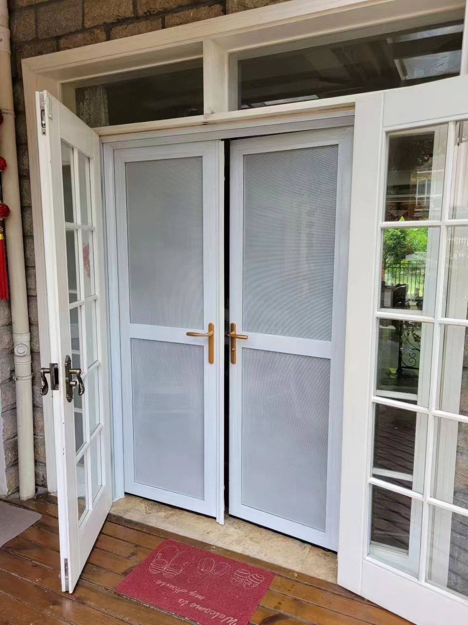 平开纱门金钢网纱门帘大门防蚊推拉门夏季防盗门外店铺防蚊门帘。(图15)