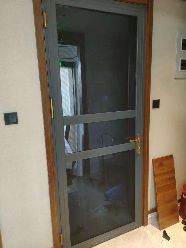 定制铝合金平开防蚊防鼠防盗锁入户纱门 304高清金刚网磁吸自动门(图8)