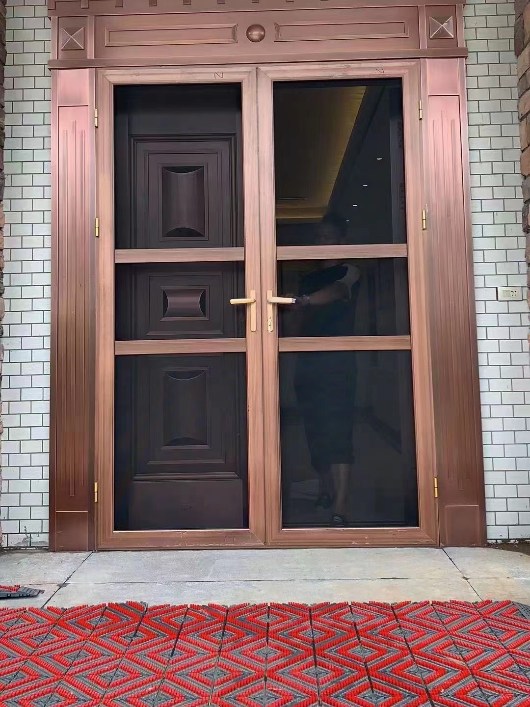 定制铝合金平开防蚊防鼠防盗锁入户纱门 304高清金刚网磁吸自动门(图4)