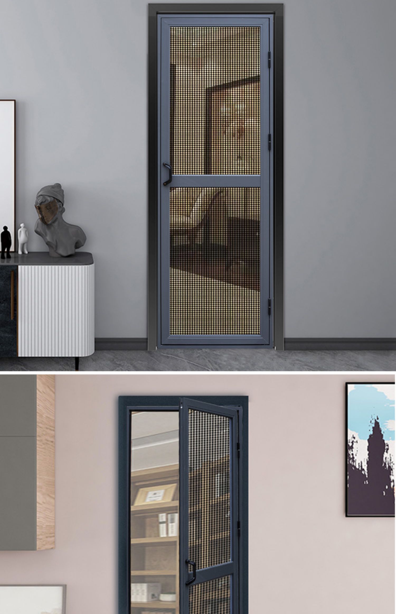 定制铝合金平开防蚊防鼠防盗锁入户纱门 304高清金刚网磁吸自动门(图16)