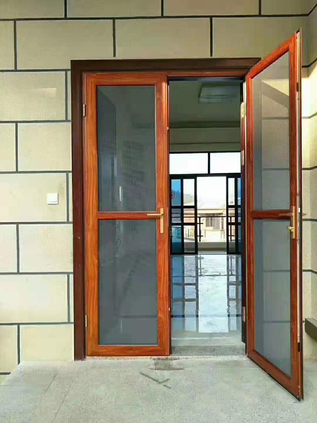 临沂金刚网纱门大门 对开 单开 平开带锁防蚊防盗防鼠铝合金纱门(图6)