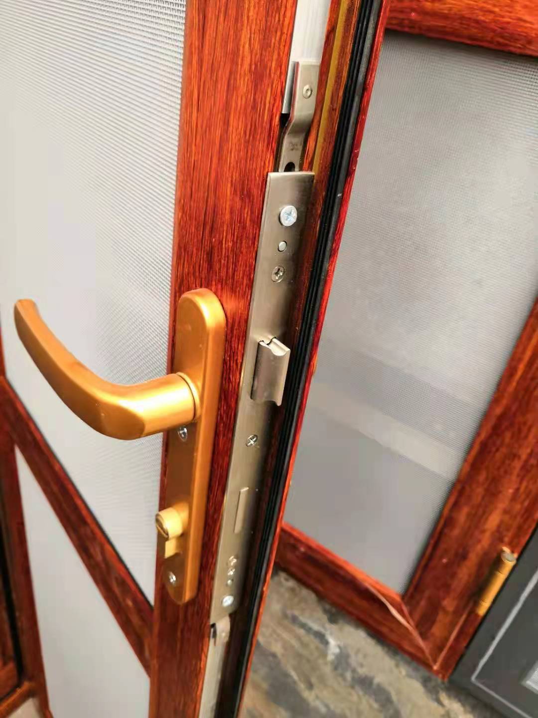 临沂金刚网纱门大门 对开 单开 平开带锁防蚊防盗防鼠铝合金纱门(图9)