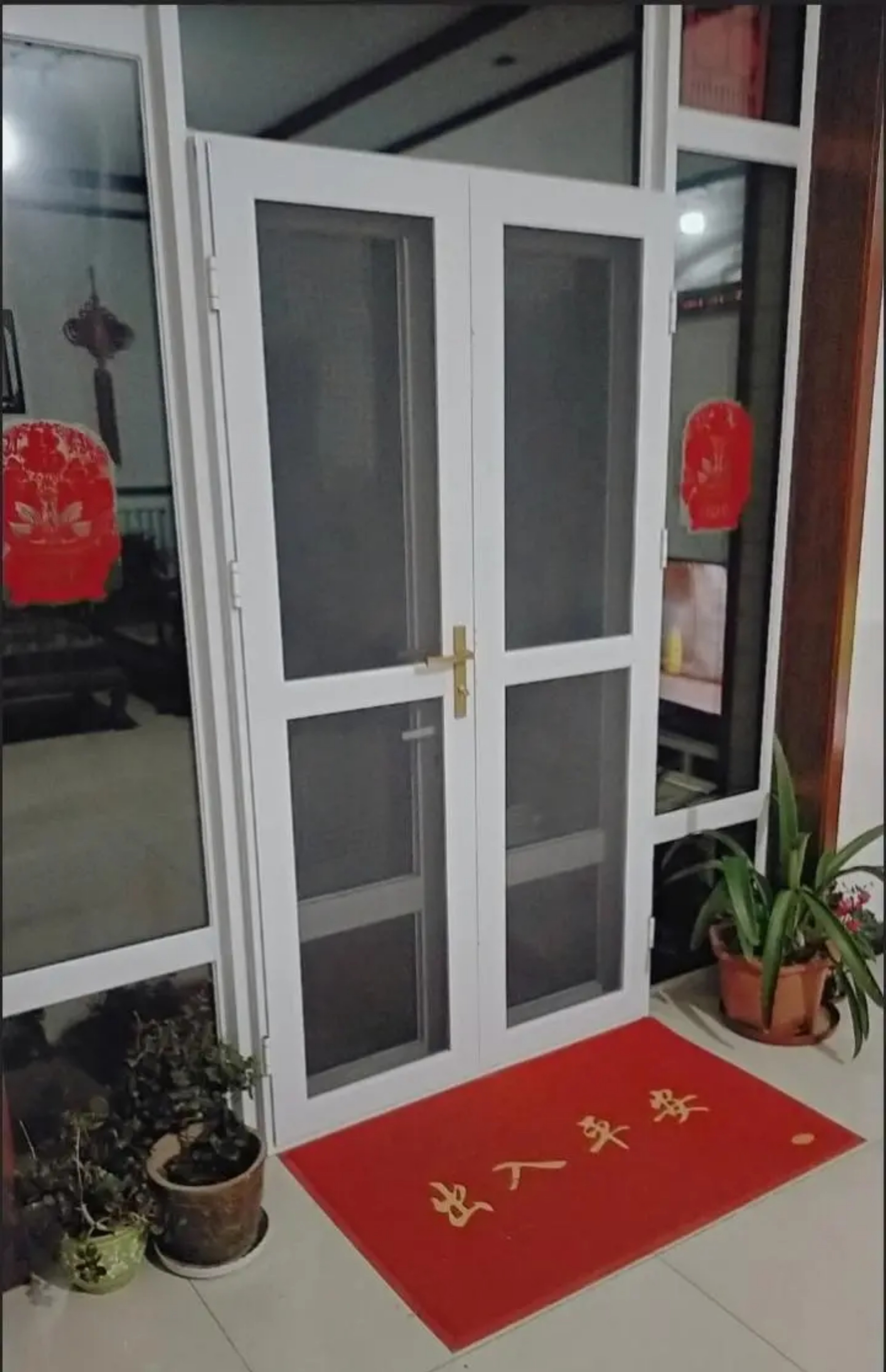 临沂金刚网纱门大门 对开 单开 平开带锁防蚊防盗防鼠铝合金纱门(图14)