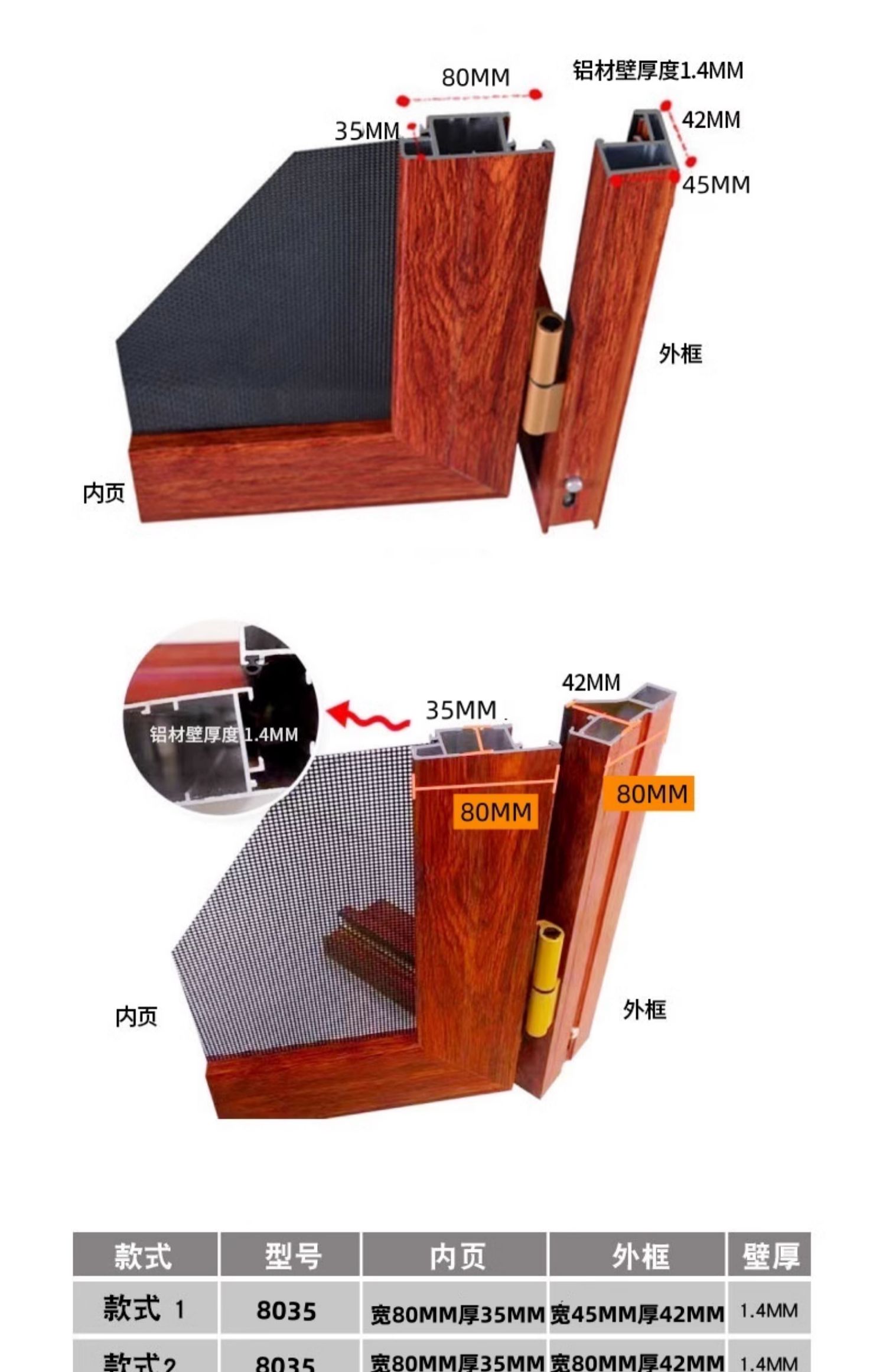 金刚网纱门铝合金防盗门带纱网门防蚊防鼠通风入户平开纱门带锁(图15)