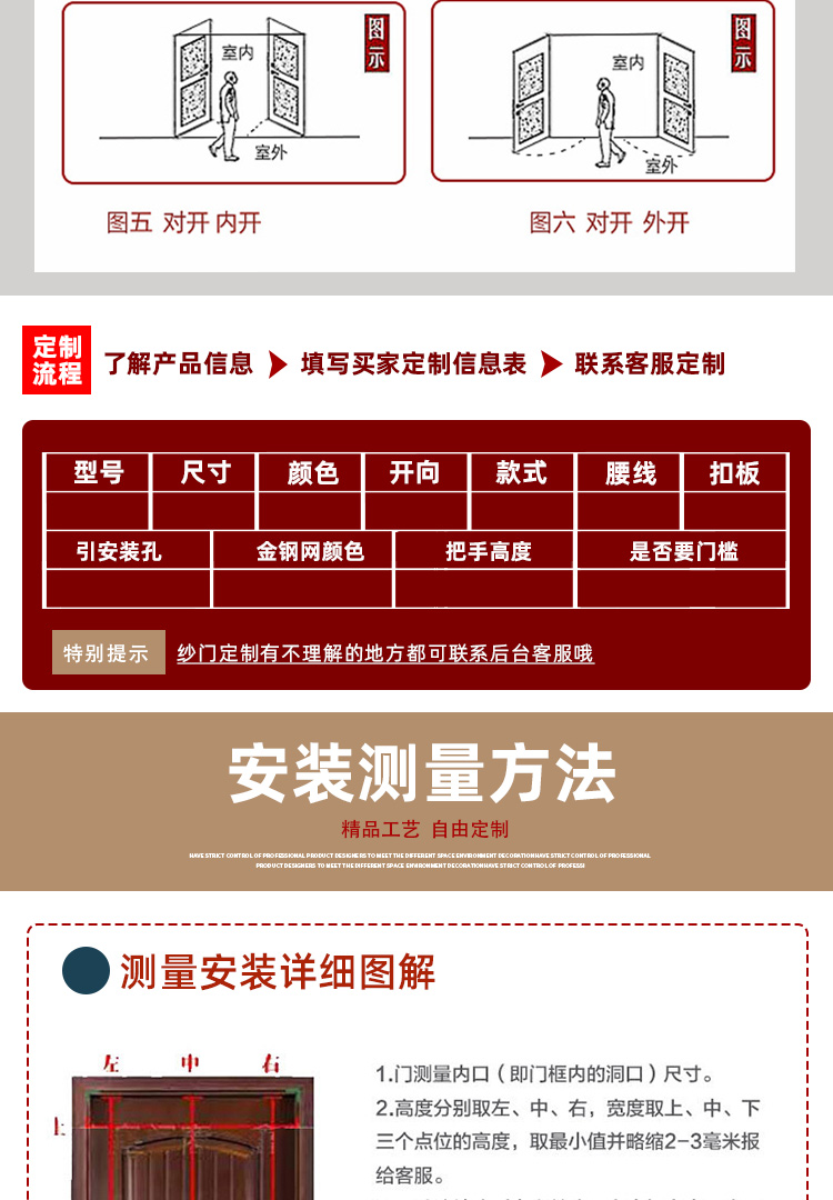 金刚网平开纱门带自动关门铝合金防蚊防鼠防盗入户对开推拉平开门(图20)