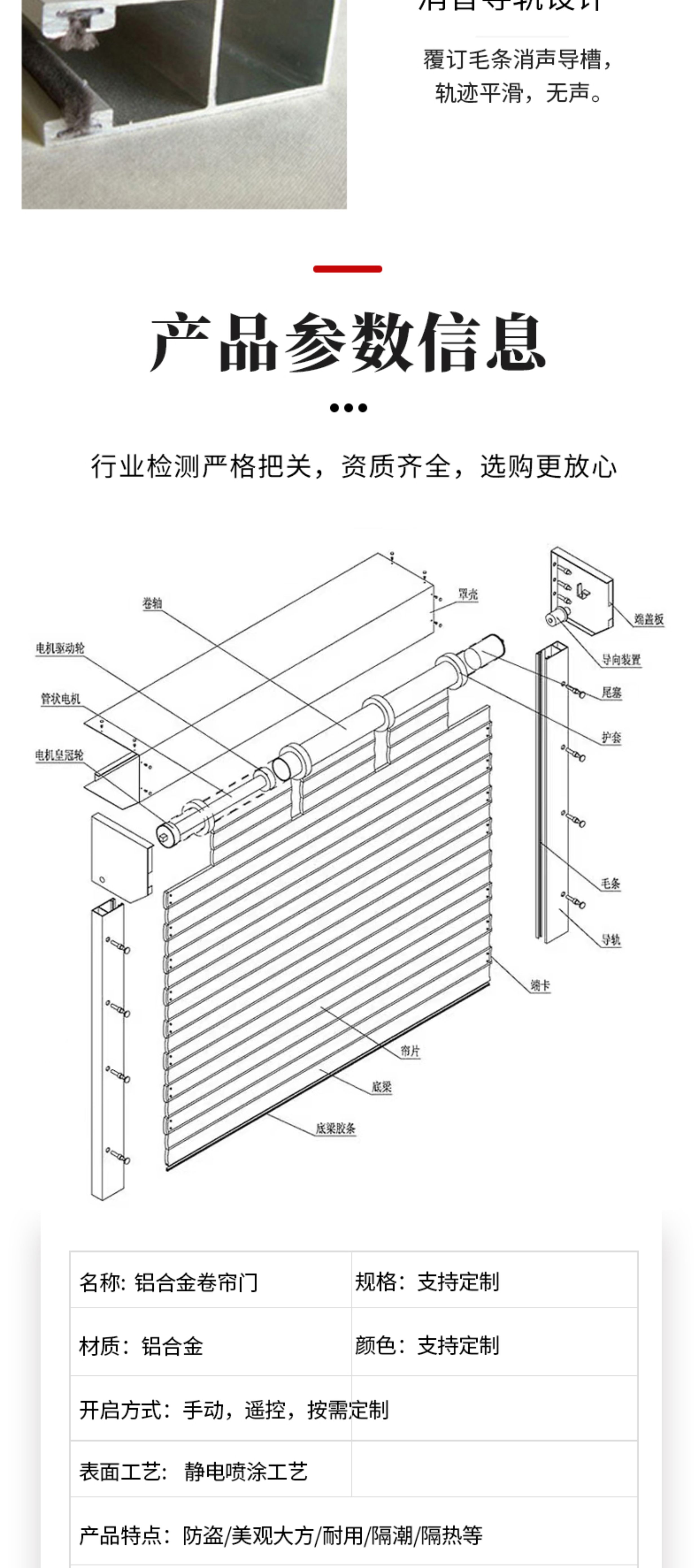 铝合金卷帘门防盗遥控保温自动升降电动静音卷帘门商铺别墅车库门(图12)
