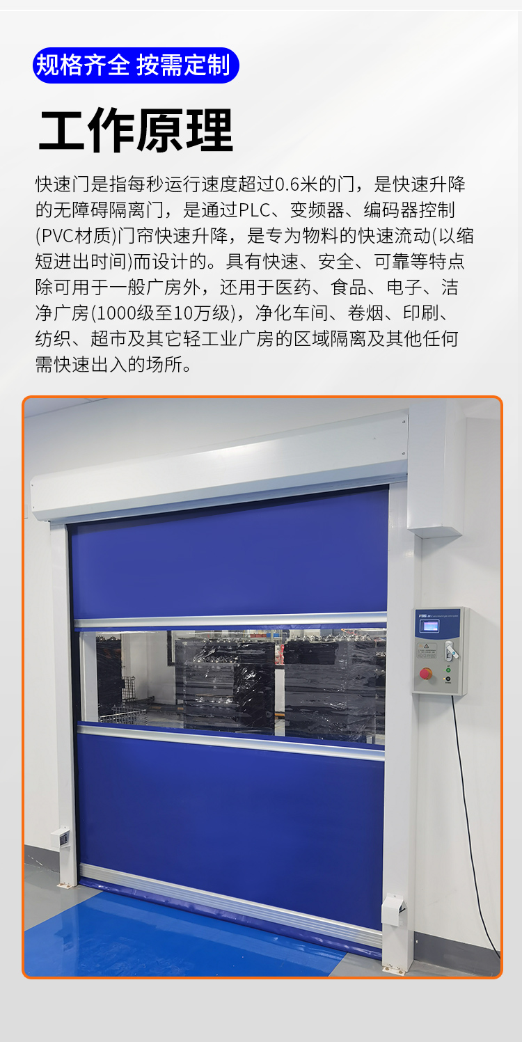 快速卷帘门电动感应卷帘门工业堆积门无尘车间卷闸门PVC快速门厂(图4)