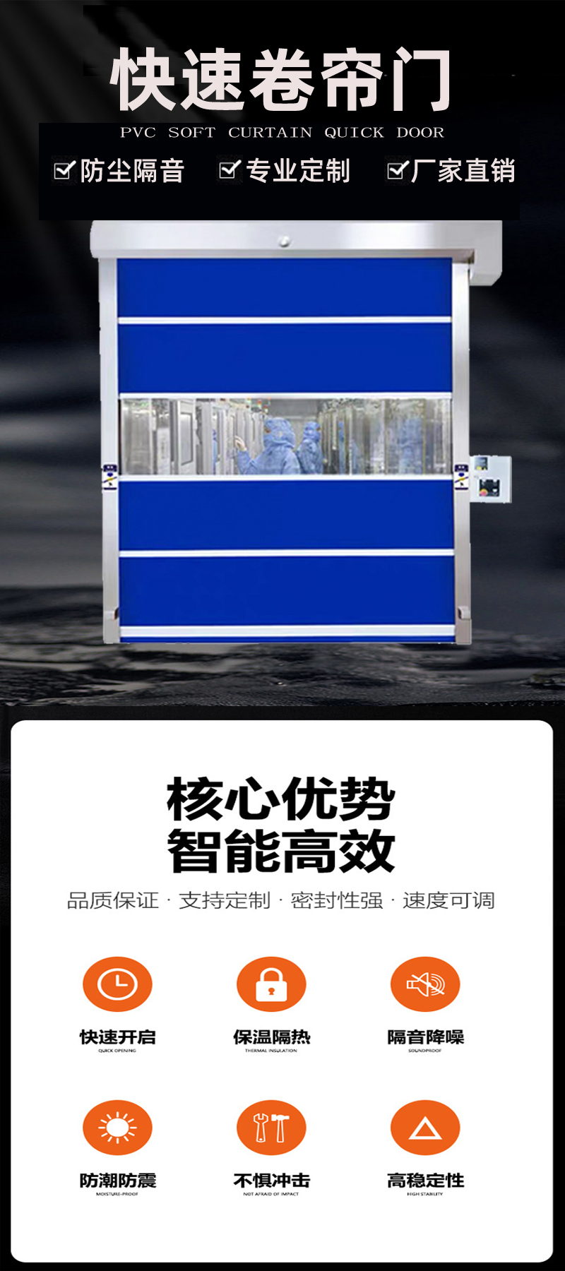 快速卷帘门pvc工业雷达自动感应升降门无尘车间仓库(图1)