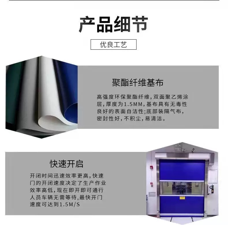 温州pvc快速门电动卷帘门无尘车间电动感应门工业自动堆积门(图7)