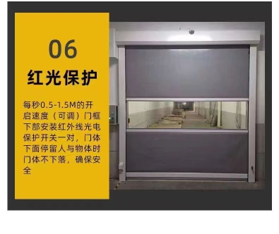 PVC快速卷帘门雷达感工业提升门无尘车间门隔音防尘红外线感应门(图6)