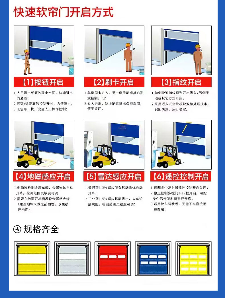 PVC快速卷帘门红外感应自动升降食品厂房无尘车间工业堆积门定制(图3)