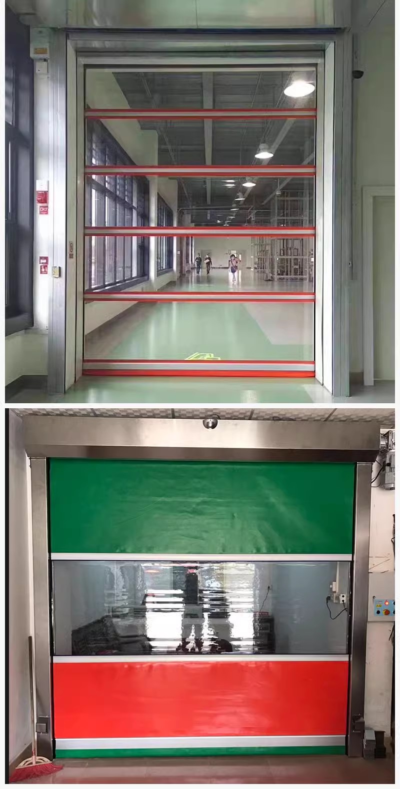 PVC快速门无尘车间风淋室自动洗车房感应升降卷帘门保温门堆积门(图8)