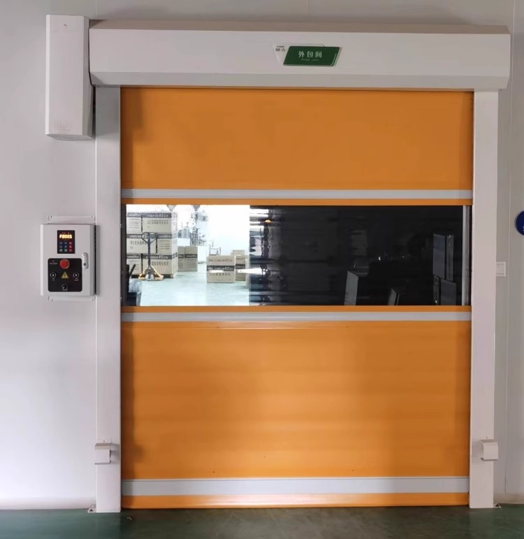 PVC快速门无尘车间风淋室自动洗车房感应升降卷帘门保温门堆积门(图10)