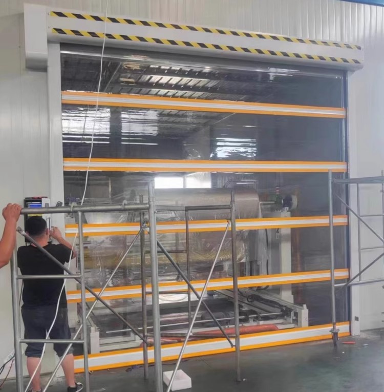PVC快速门无尘车间风淋室自动洗车房感应升降卷帘门保温门堆积门(图14)