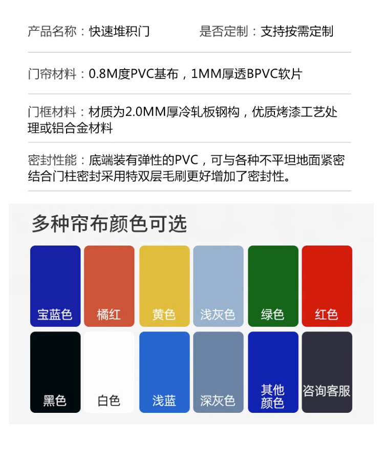 PVC快速卷帘门自动升降卷闸门电动感应门工业硬质堆积快速门定制(图18)