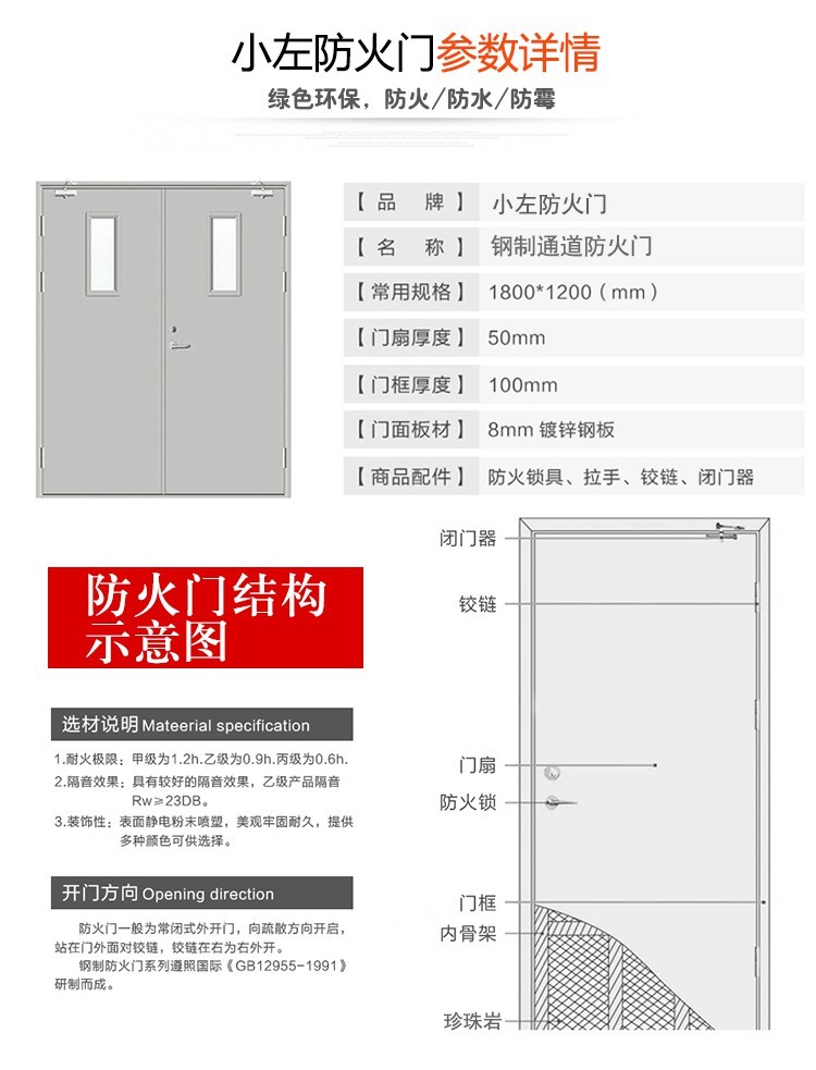 厂家直销钢制木质防火门甲乙丙级工程门消防门支持定制证书齐全(图13)