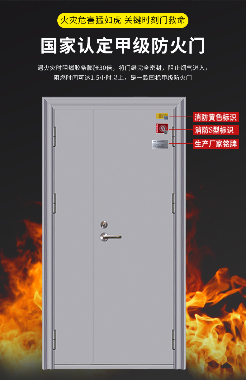 甲级钢制防火门厂家直销乙级木质消防安全门定制不锈钢玻璃防火门(图12)