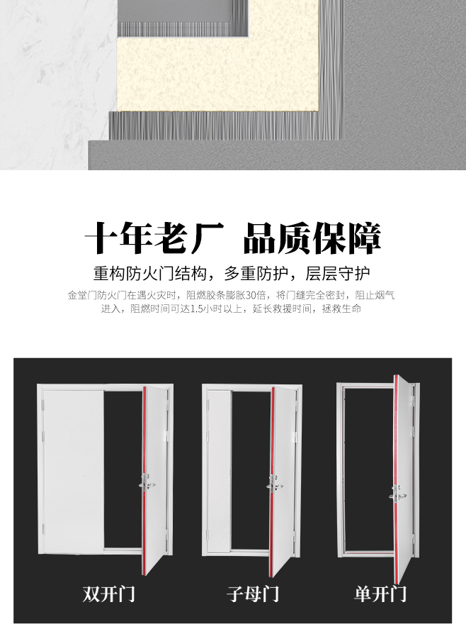 防火门厂家直销甲级乙级钢制木质不锈钢玻璃钢质消防安全门定制(图16)