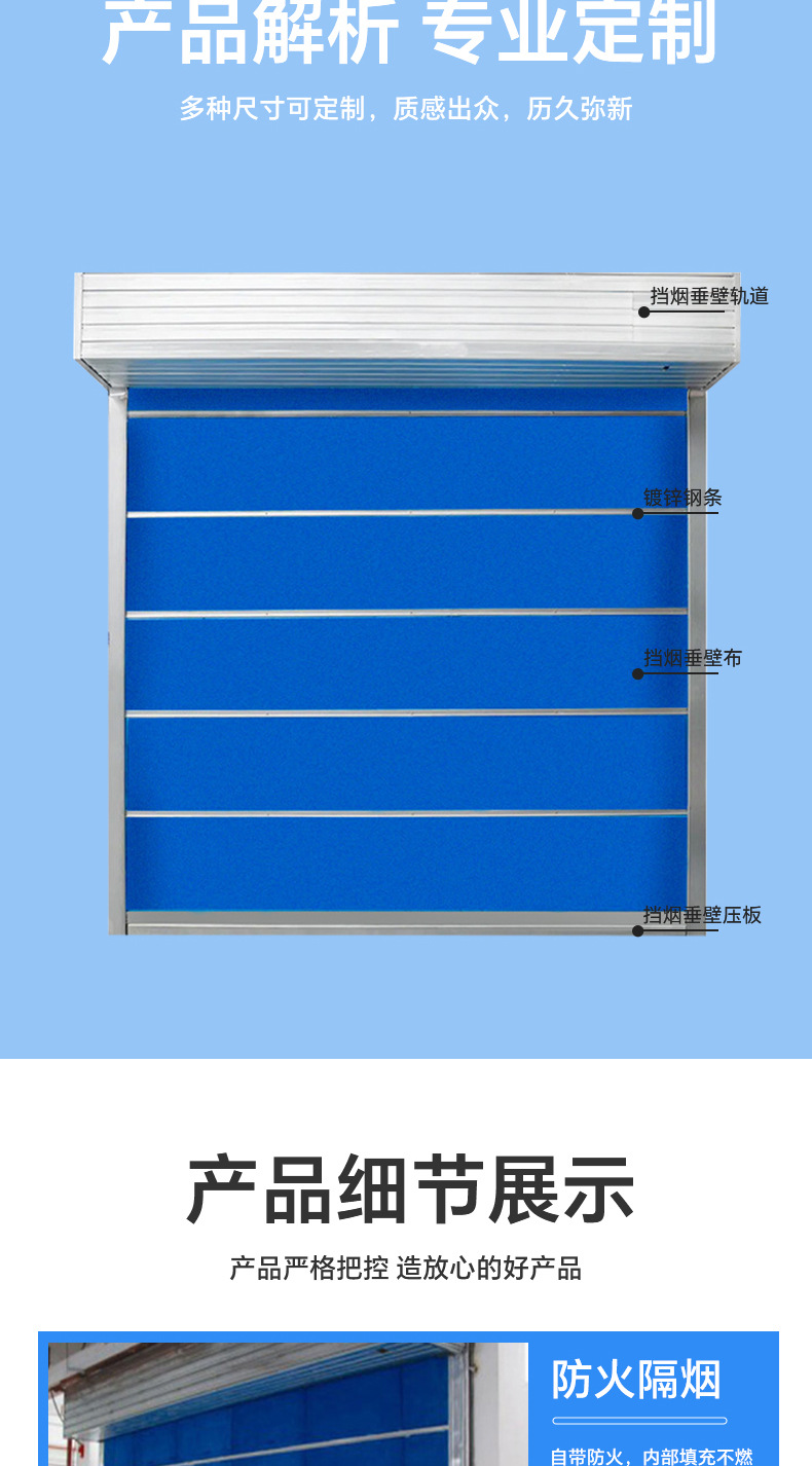 特级无机布防火卷帘门双轨双帘消防专用防火布耐火阻烟阻燃消防门(图6)