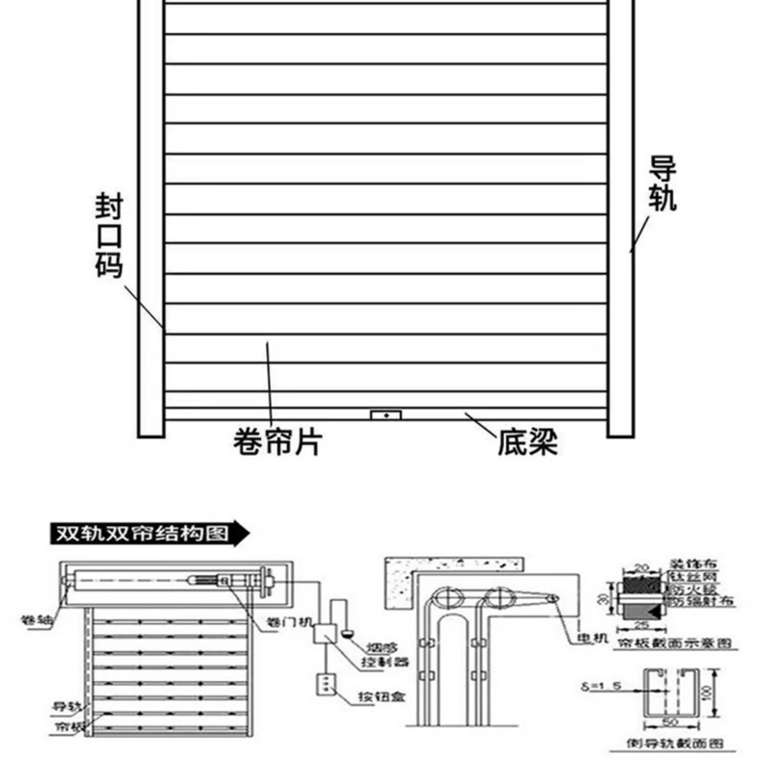 电动防火卷帘门特级无机布双轨双帘消防门钢质防火卷帘厂工程安装(图8)