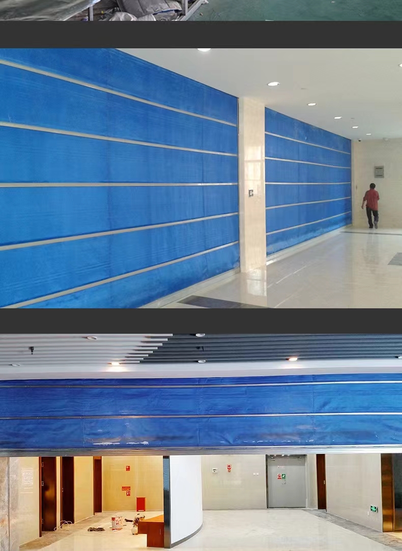 特级无机双轨双帘钢制防火卷帘门更换防火布蓝色防火四小时消防门(图5)