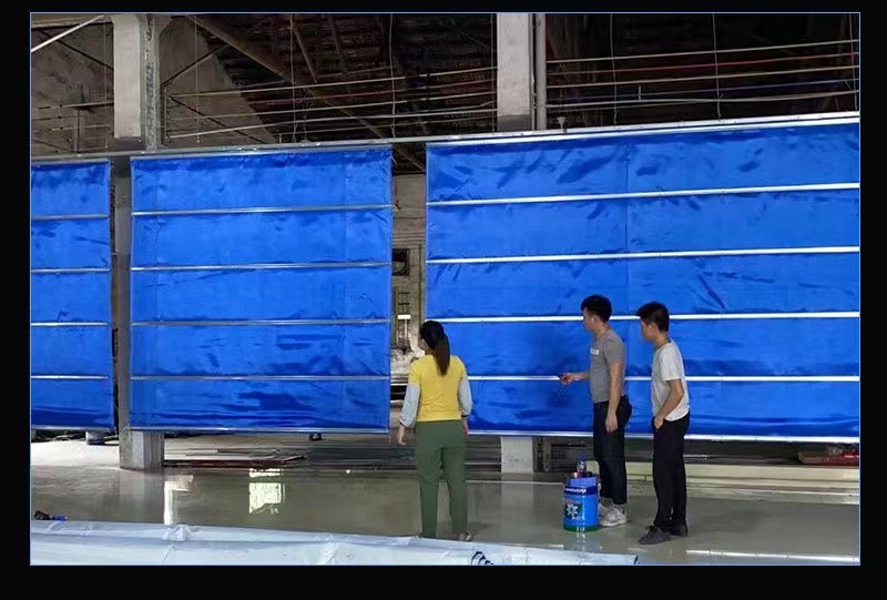 特级无机双轨双帘钢制防火卷帘门更换防火布蓝色防火四小时消防门(图10)