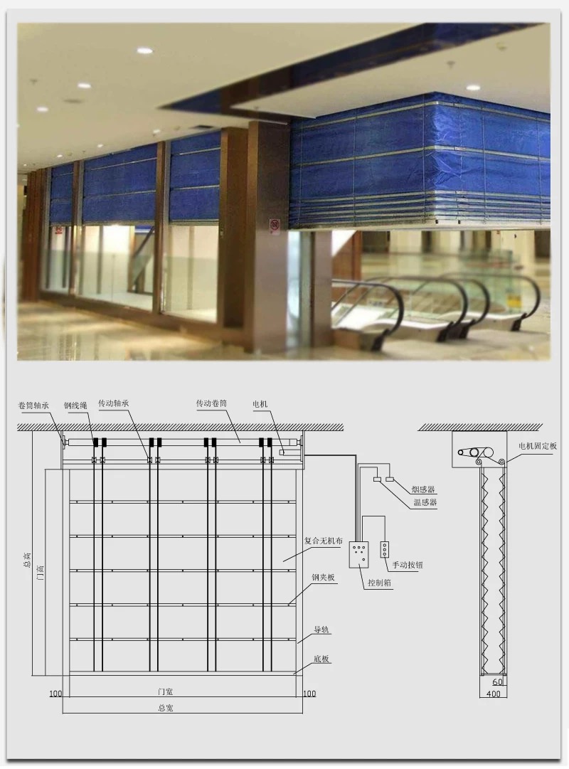 防火卷帘门特级无机布双轨双帘卷闸门钢制防火卷帘消防门(图7)