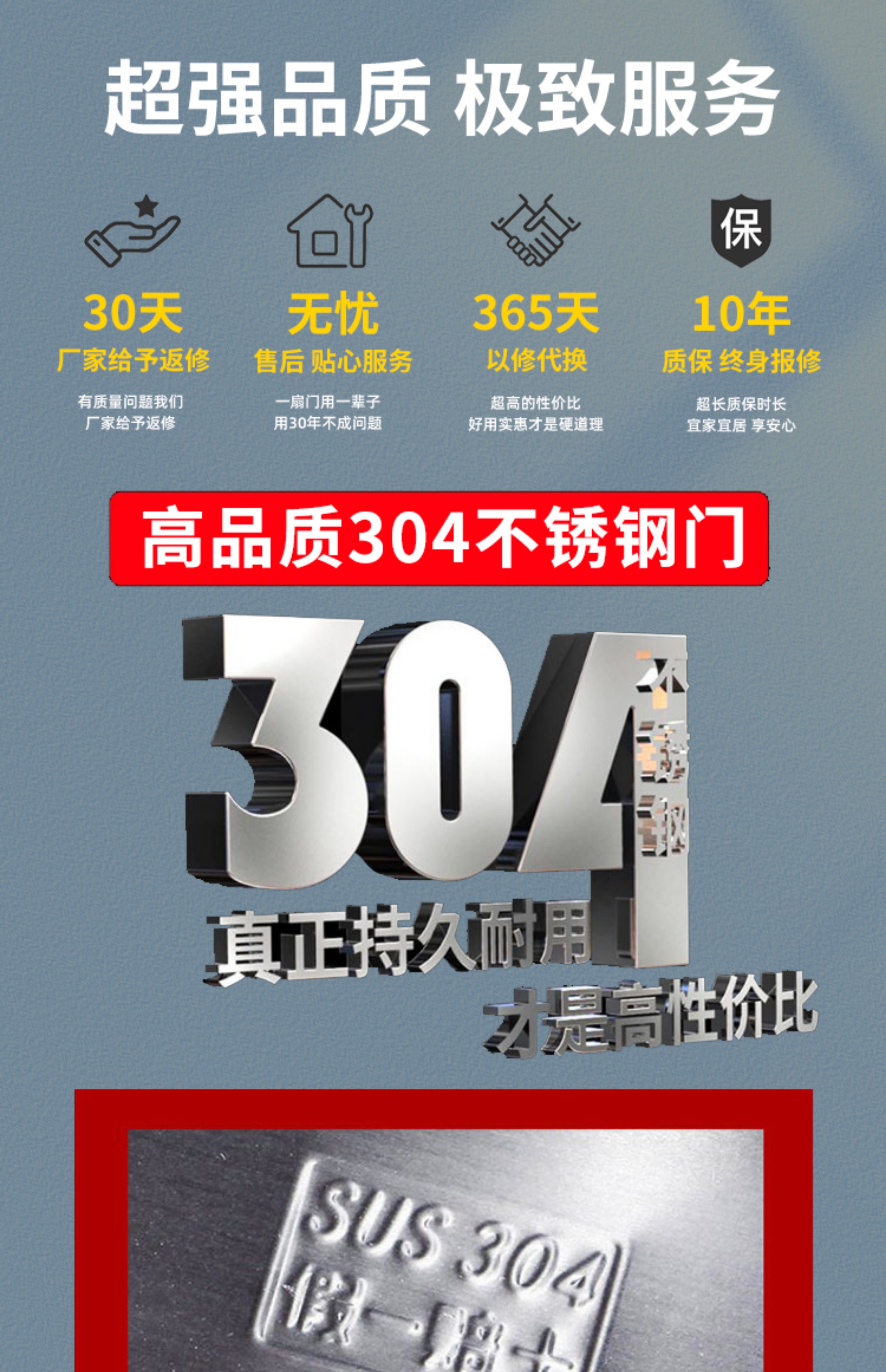 304不锈钢门单门防盗门家用阳台平开农村自建房大门钢质进入户门(图4)