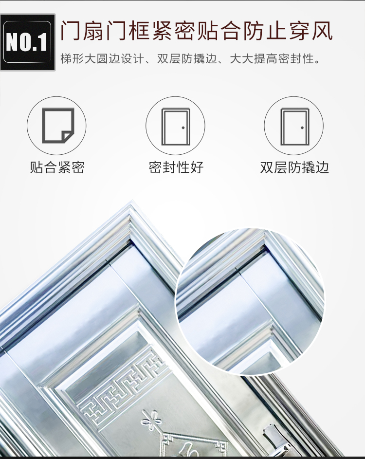 楼顶阳台门进户防盗门正宗304不锈钢单门厨房后门农村入户门工程(图3)
