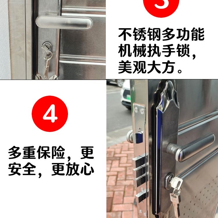 【农村包邮送到家】304不锈钢进户防盗门加厚出租屋简易门阳台门(图5)